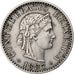 Switzerland, 20 Rappen, Libertas, 1887, Bern, Nickel, AU(55-58), KM:29