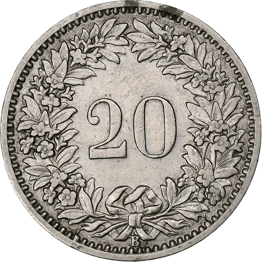 Switzerland, 20 Rappen, Libertas, 1898, Bern, Nickel, VF(30-35), KM:29