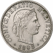 Switzerland, 20 Rappen, Libertas, 1898, Bern, Nickel, AU(55-58), KM:29