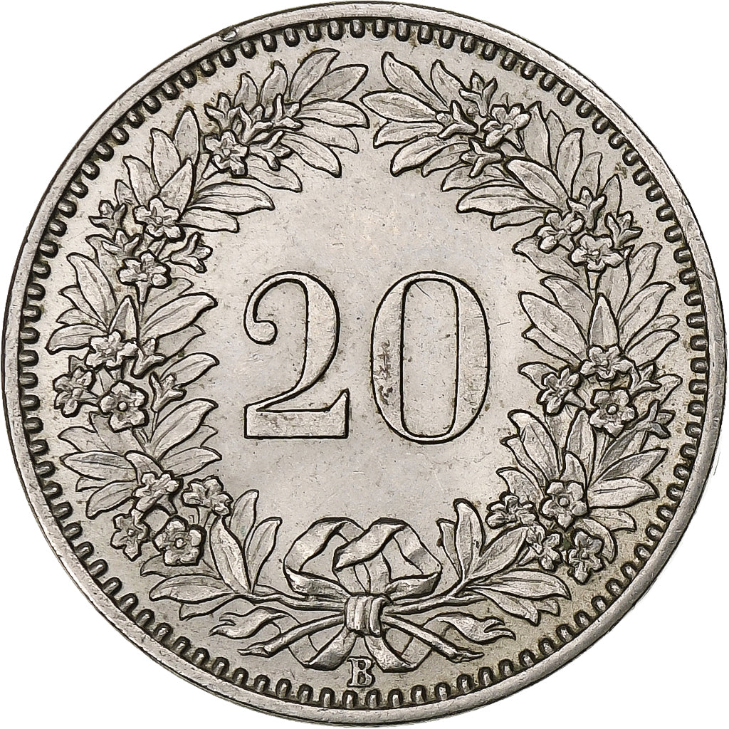 Switzerland, 20 Rappen, Libertas, 1898, Bern, Nickel, AU(55-58), KM:29