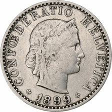 Switzerland, 20 Rappen, Libertas, 1899, Bern, Nickel, VF(30-35), KM:29