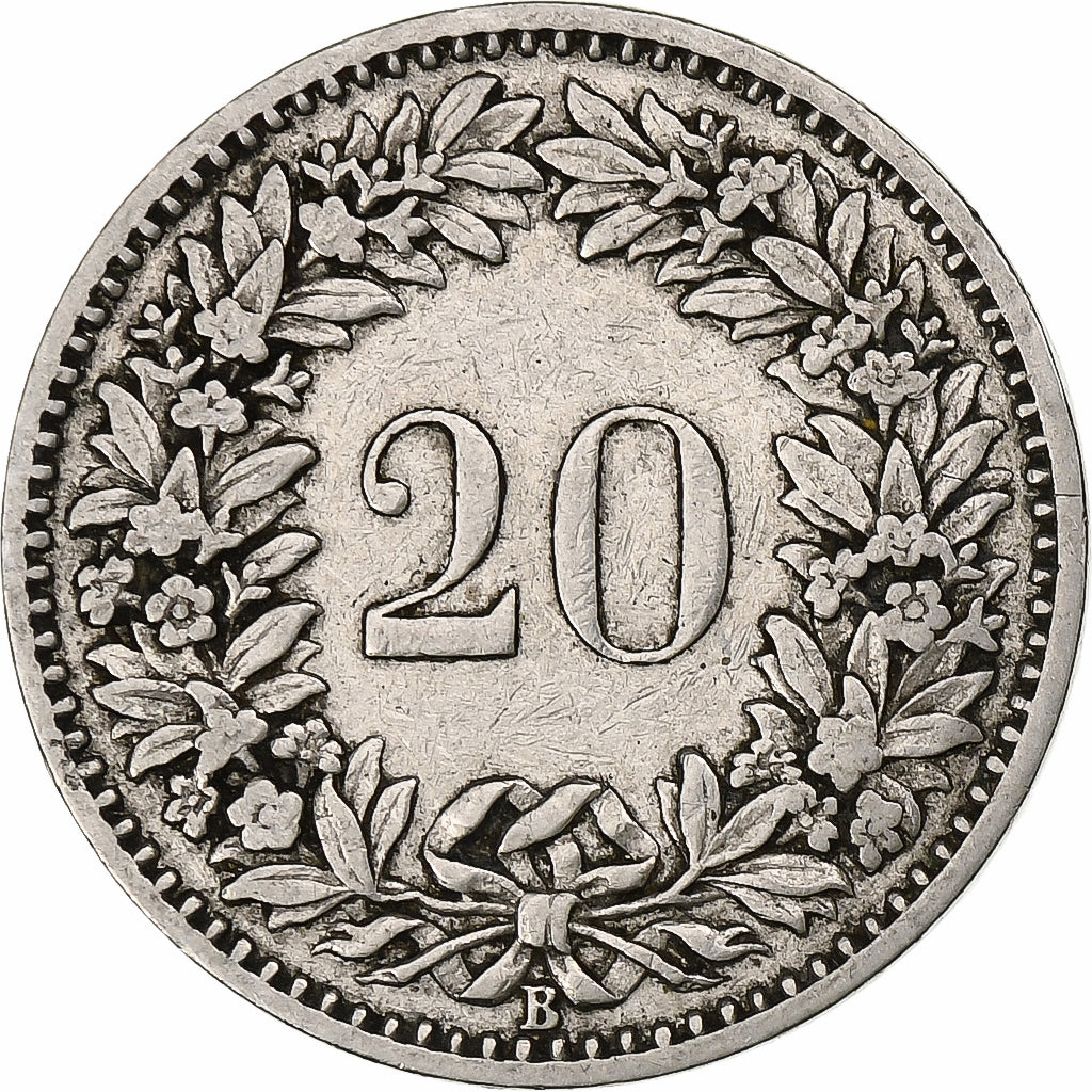 Switzerland, 20 Rappen, Libertas, 1899, Bern, Nickel, VF(30-35), KM:29