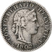 Suiza, 20 Rappen, Libertas, 1902, Bern, Níquel, BC+, KM:29