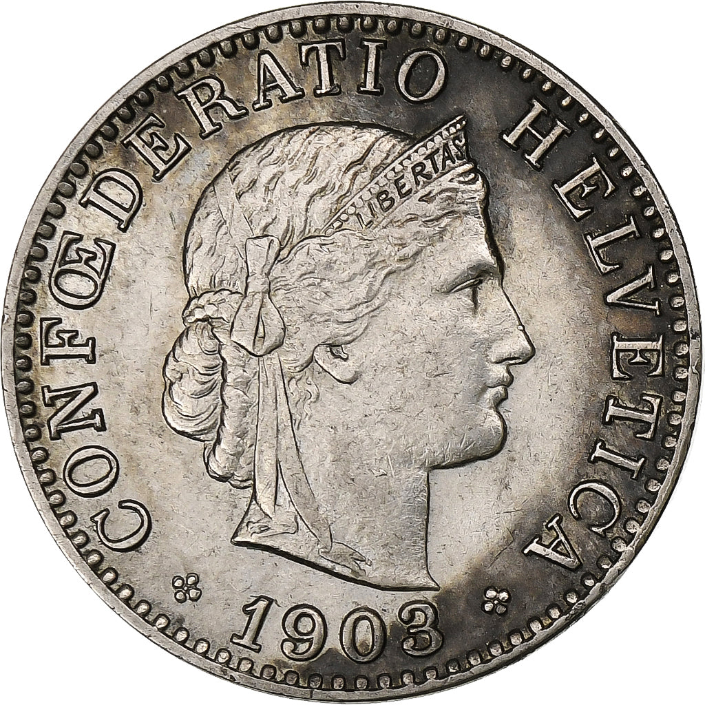 Suiza, 20 Rappen, Libertas, 1903, Bern, Níquel, EBC, KM:29