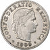 Switzerland, 20 Rappen, Libertas, 1909, Bern, Nickel, AU(50-53), KM:29