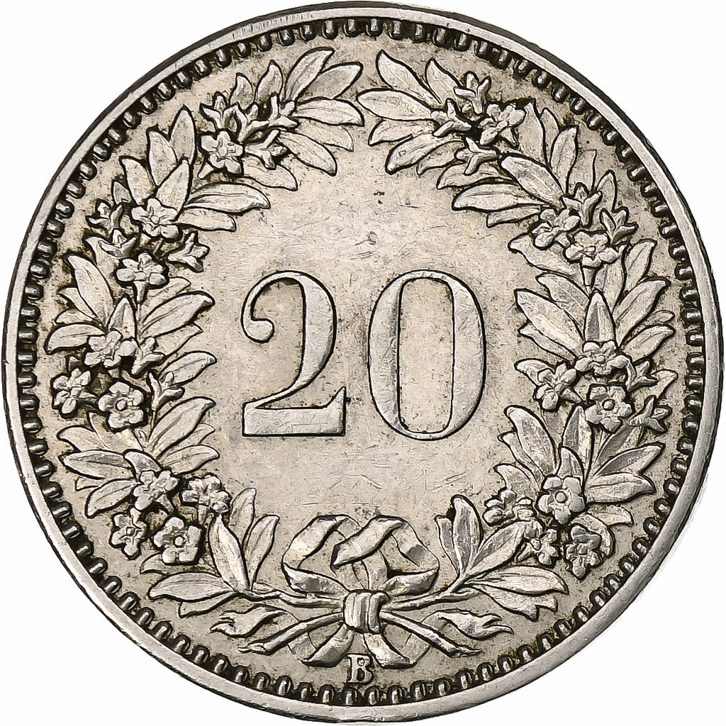 Suiza, 20 Rappen, Libertas, 1913, Bern, Níquel, EBC, KM:29