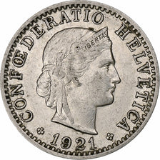 Switzerland, 20 Rappen, Libertas, 1921, Bern, Nickel, AU(50-53), KM:29