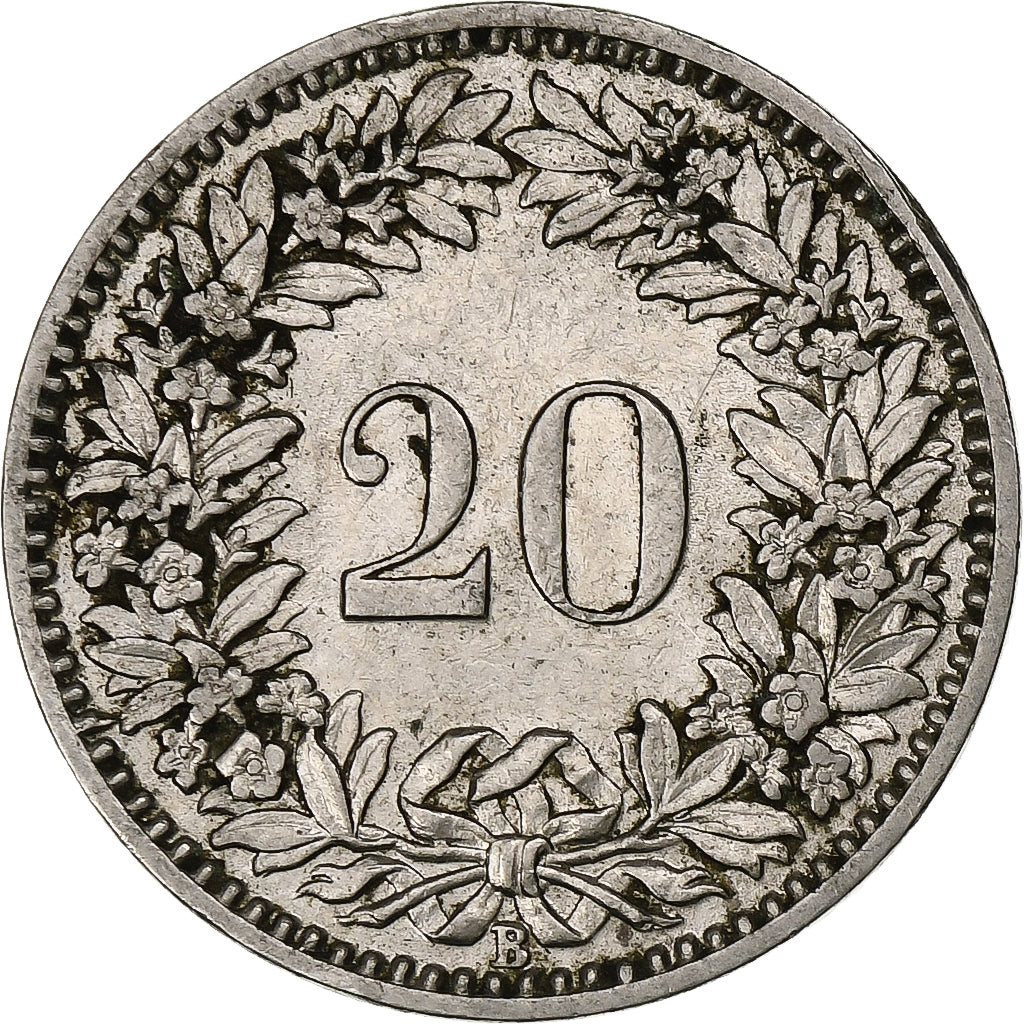 Switzerland, 20 Rappen, Libertas, 1921, Bern, Nickel, AU(50-53), KM:29