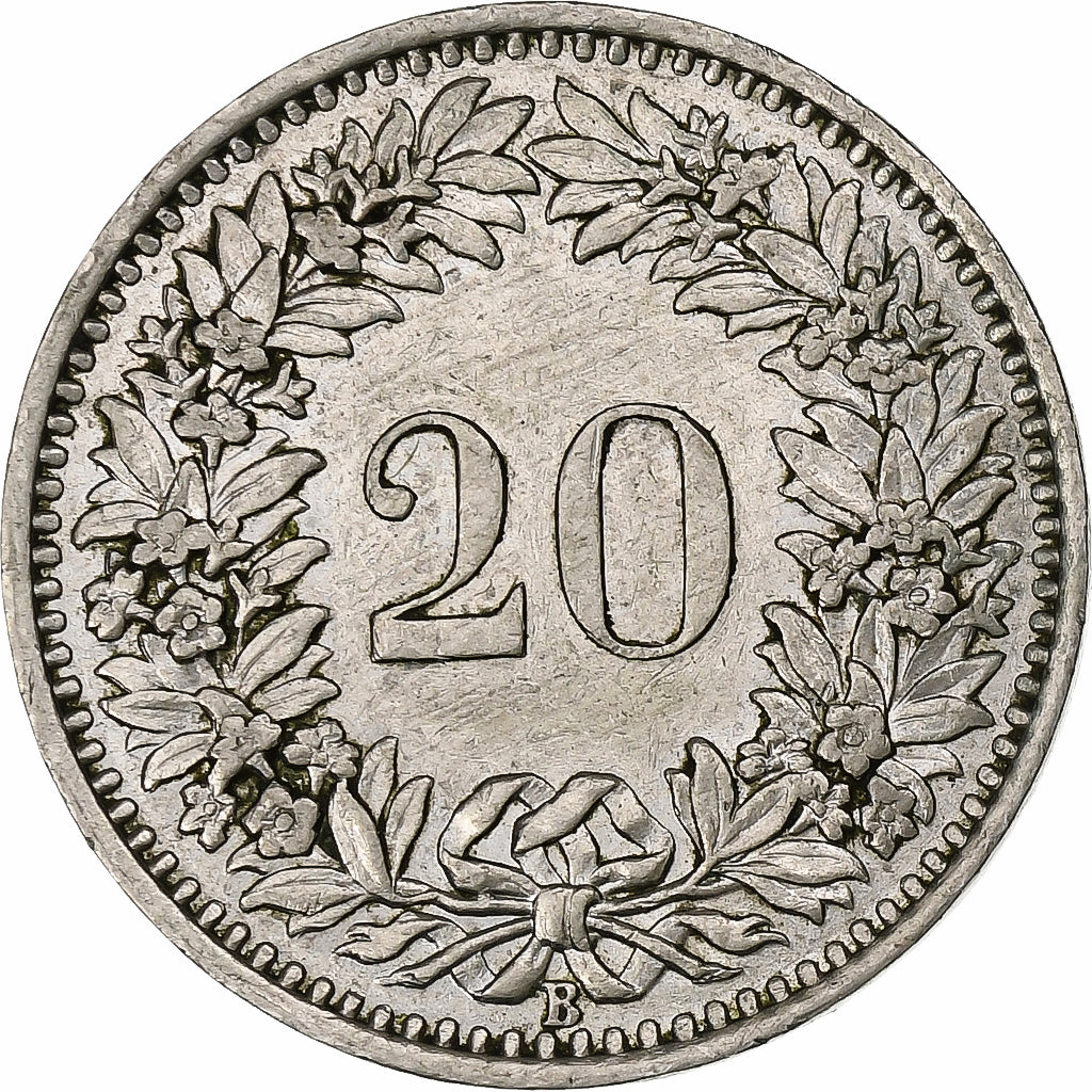 Suiza, 20 Rappen, Libertas, 1945, Bern, Cobre - níquel, BC+, KM:29a
