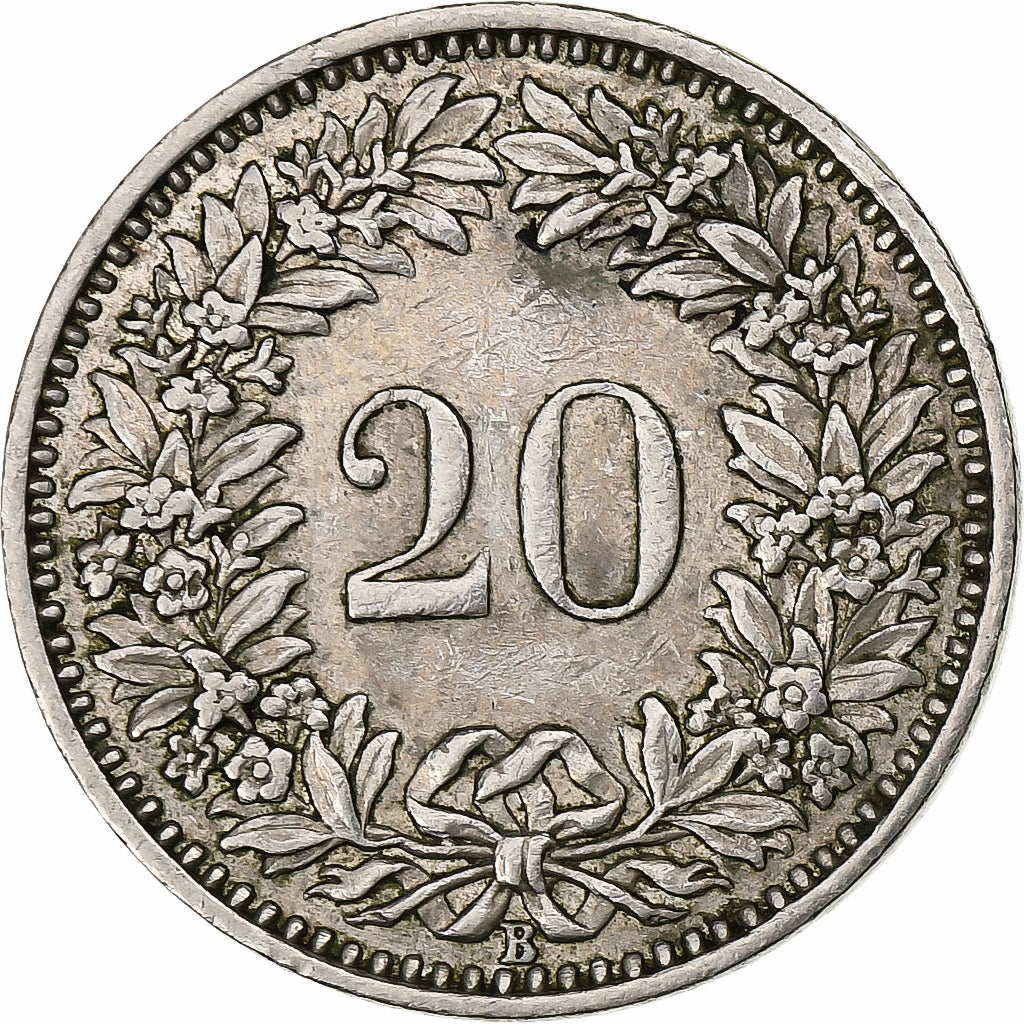 Suiza, 20 Rappen, Libertas, 1960, Bern, Cobre - níquel, MBC, KM:29a