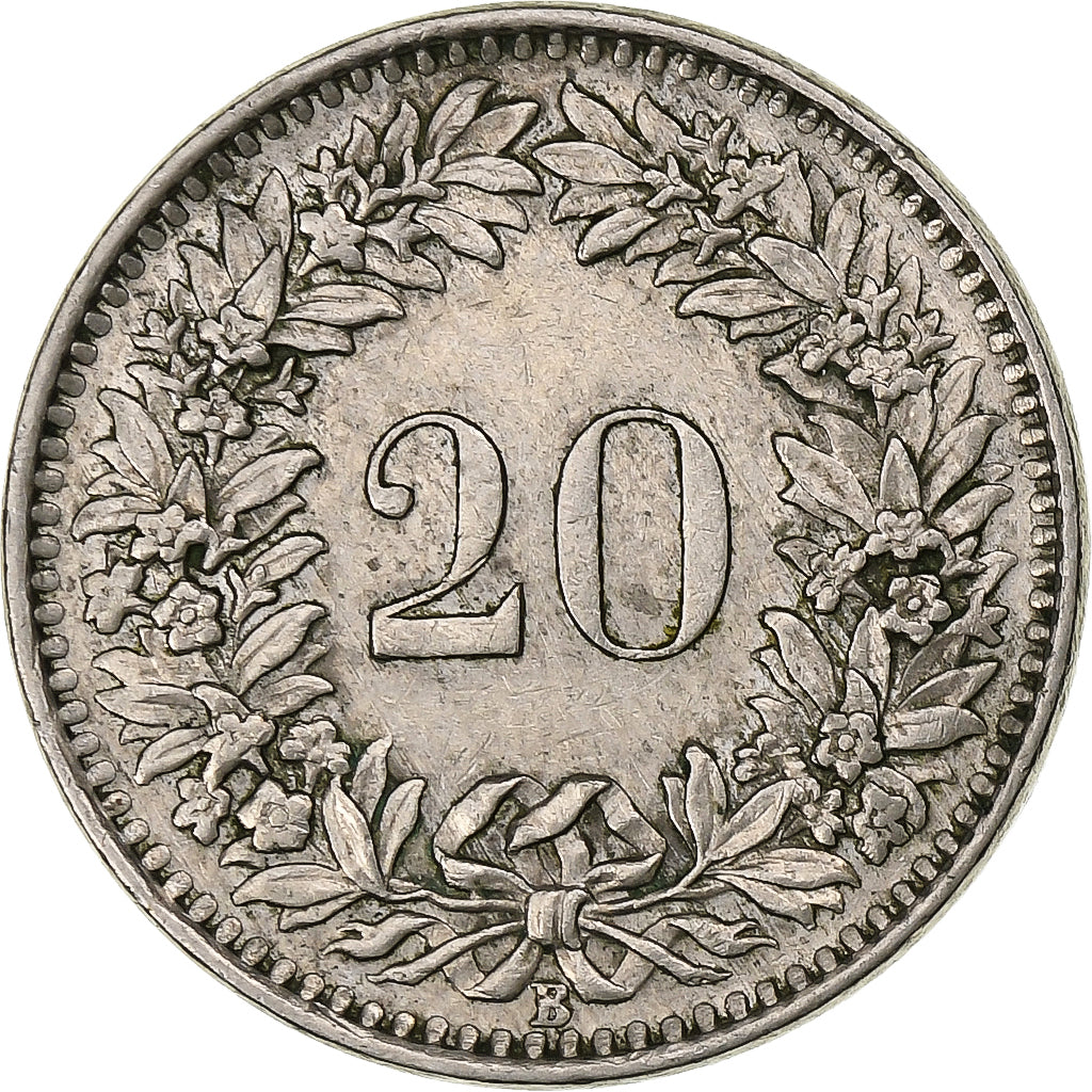 Suiza, 20 Rappen, Libertas, 1964, Bern, Cobre - níquel, MBC+, KM:29a