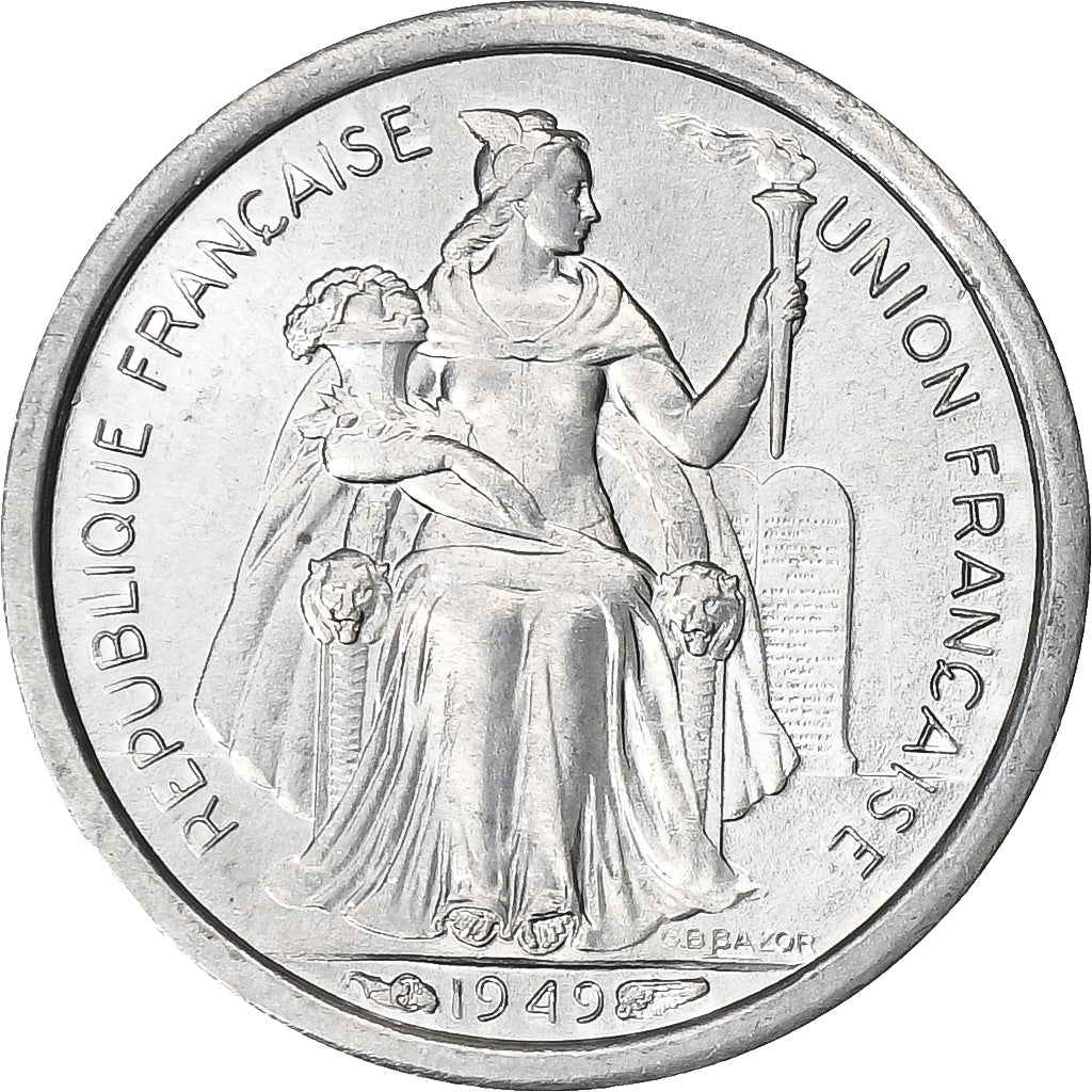 Nova Caledónia, 50 Centimes, 1949, Paris, Alumínio, MS(65-70), KM:1