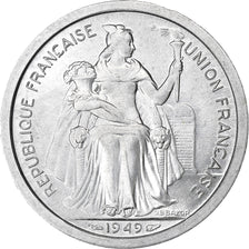 New Caledonia, 2 Francs, 1949, Paris, Aluminum, MS(65-70), KM:3