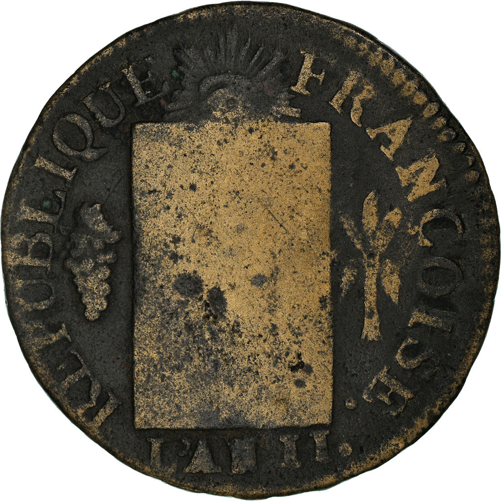 Monnaie, France, 1 Sol, 1793 - AN II, Arras, Sol à la balance, B+, Bronze