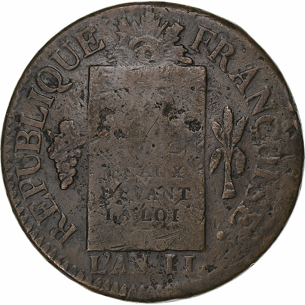 Frankreich, Sol à la balance Françoise, 1793 / AN II, Strasbourg, Kupfer, S+