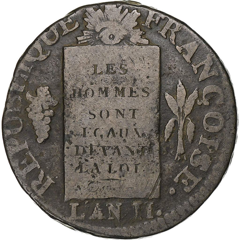 Francja, Sol à la balance Françoise, 1793 / AN II, Dijon, Miedź, VF(20-25)