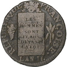 Francja, Sol à la balance Françoise, 1793 / AN II, Dijon, Miedź, VF(20-25)