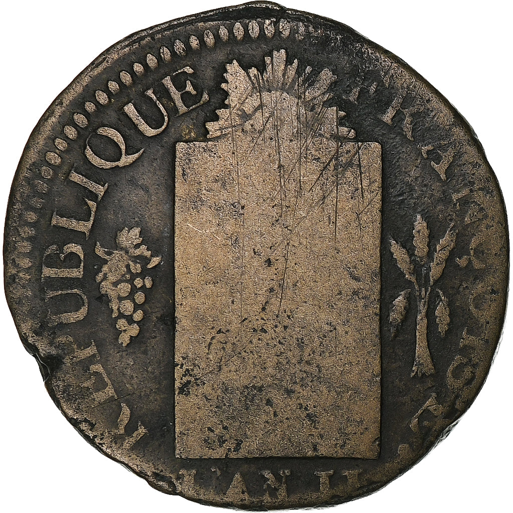 France, Sol à la balance Françoise, 1793 / AN II, Limoges, Copper, VF(20-25)