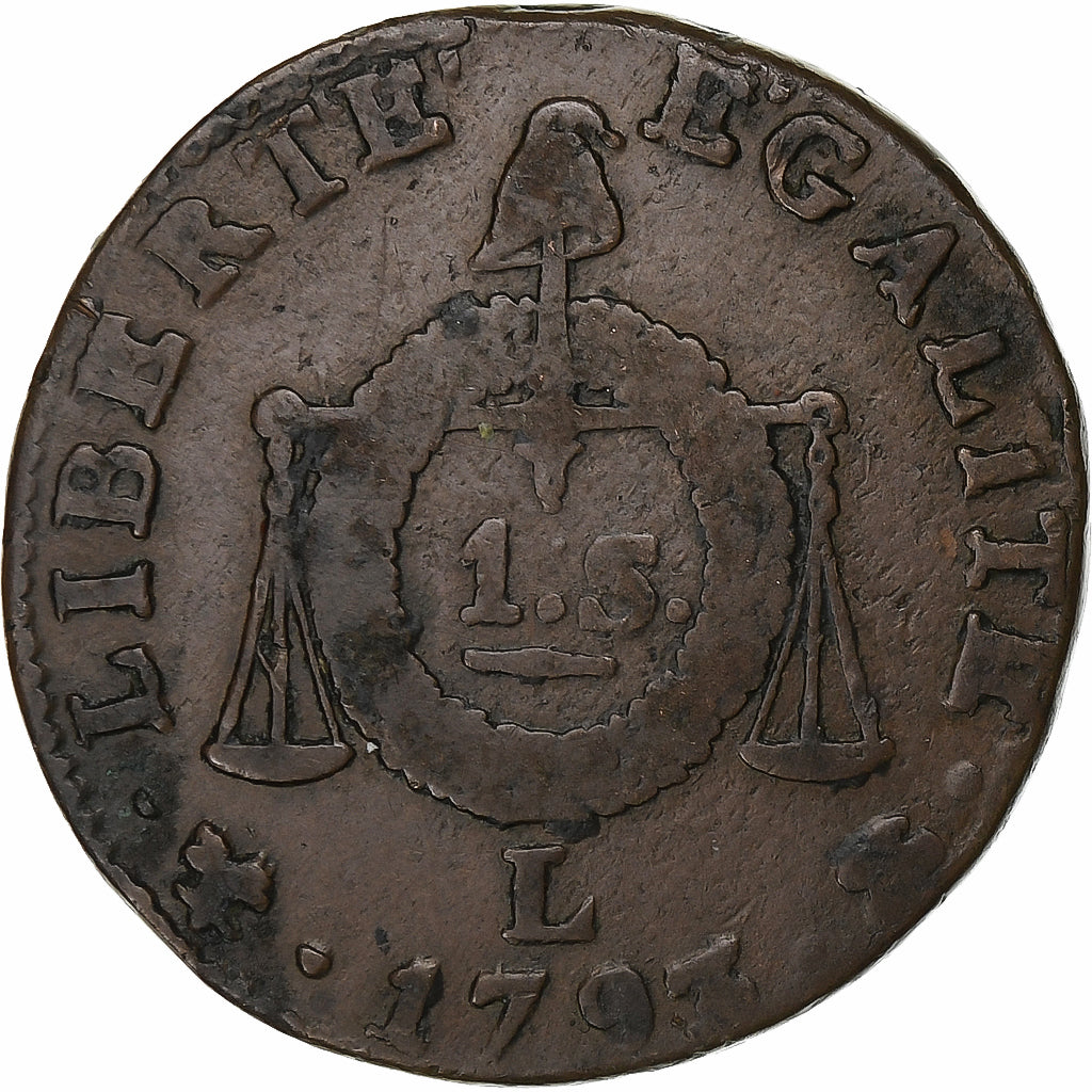 Frankreich, Sol à la balance Françoise, 1793 / AN II, Bayonne, Kupfer, S