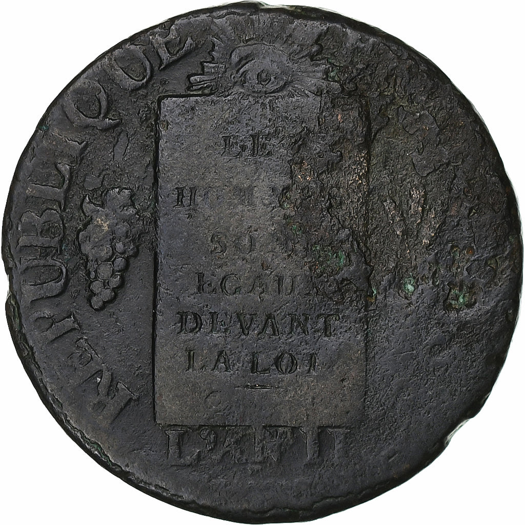 Francia, Sol à la balance Françoise, 1793 / AN II, Nantes, Rame, MB