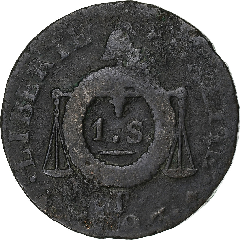 Francia, Sol à la balance Françoise, 1793 / AN II, Nantes, Rame, MB