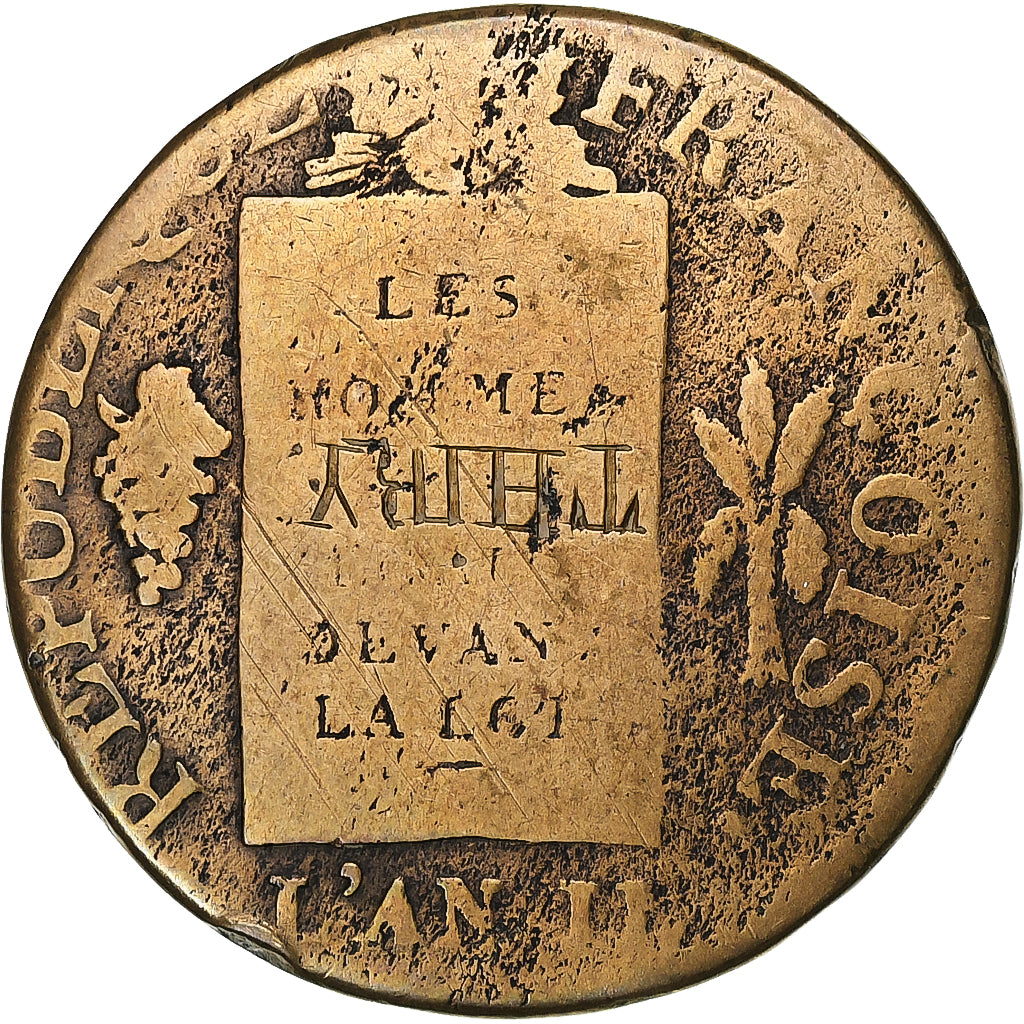 France, Sol à la balance Françoise, 1793 / AN II, Metz, Copper, VF(20-25)
