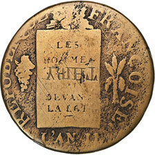 Francia, Sol à la balance Françoise, 1793 / AN II, Metz, Rame, MB, Gadoury:19