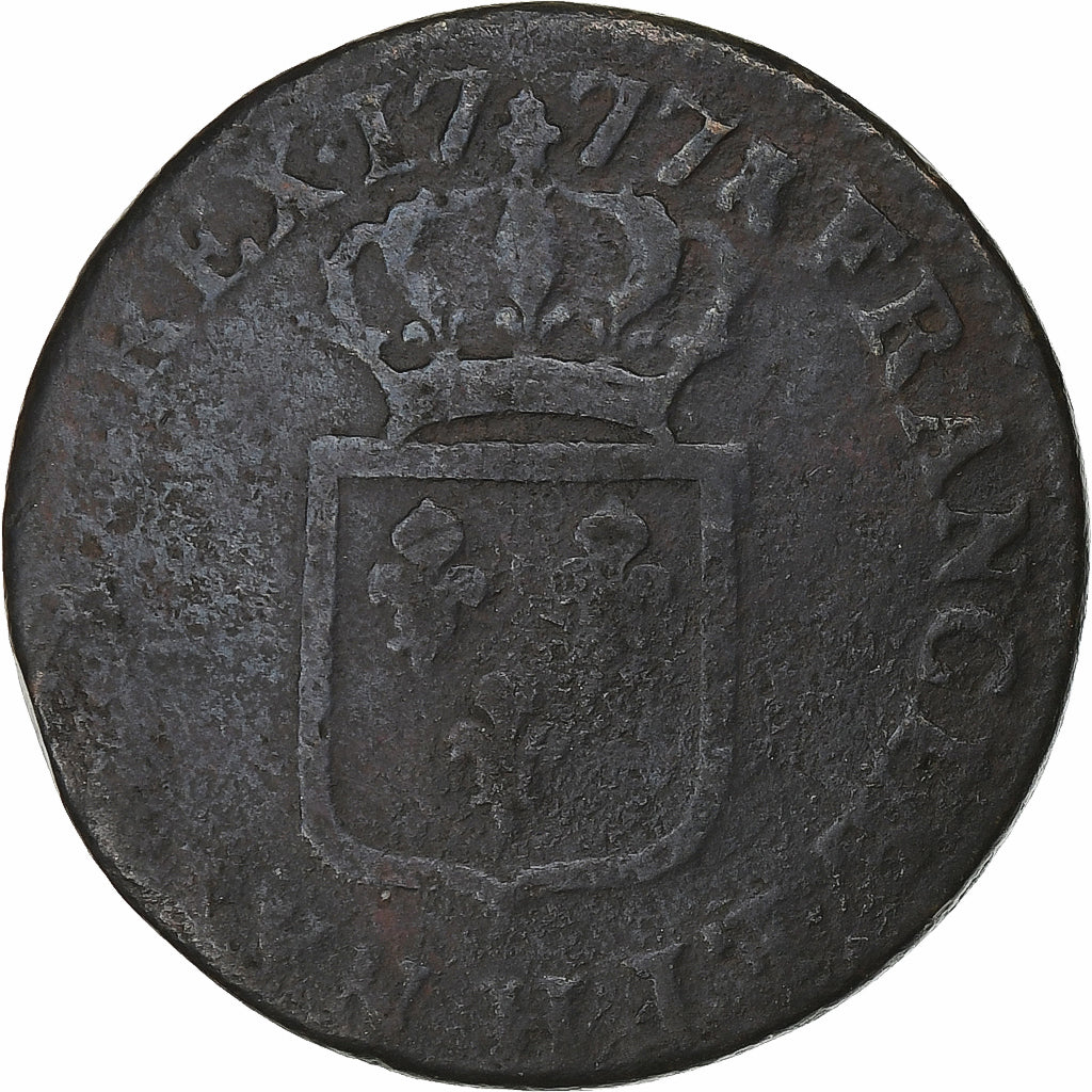 Frankrijk, Louis XVI, Sol, 1777, La Rochelle, Koper, FR, Gadoury:350