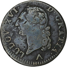 France, Louis XVI, Sol, 1781, Lille, Cuivre, TB, Gadoury:350