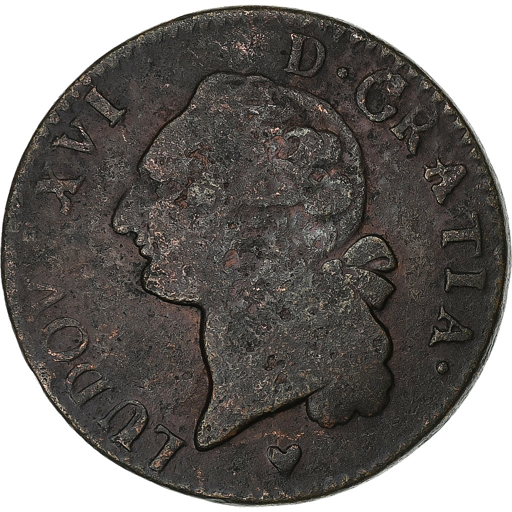 France, Louis XVI, Sol, 1785, Strasbourg, Cuivre, TB, Gadoury:350