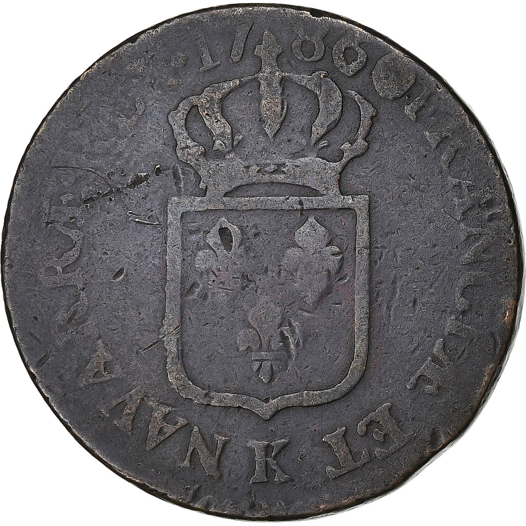 Frankrijk, Louis XVI, Sol, 1786, Bordeaux, Koper, FR, Gadoury:350