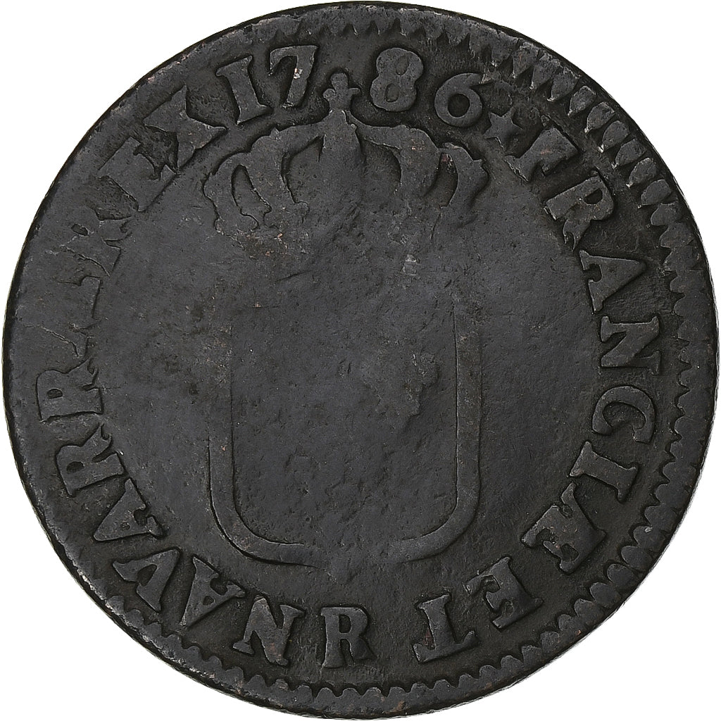 France, Louis XVI, Sol, 1786, Orléans, Cuivre, TB, Gadoury:350