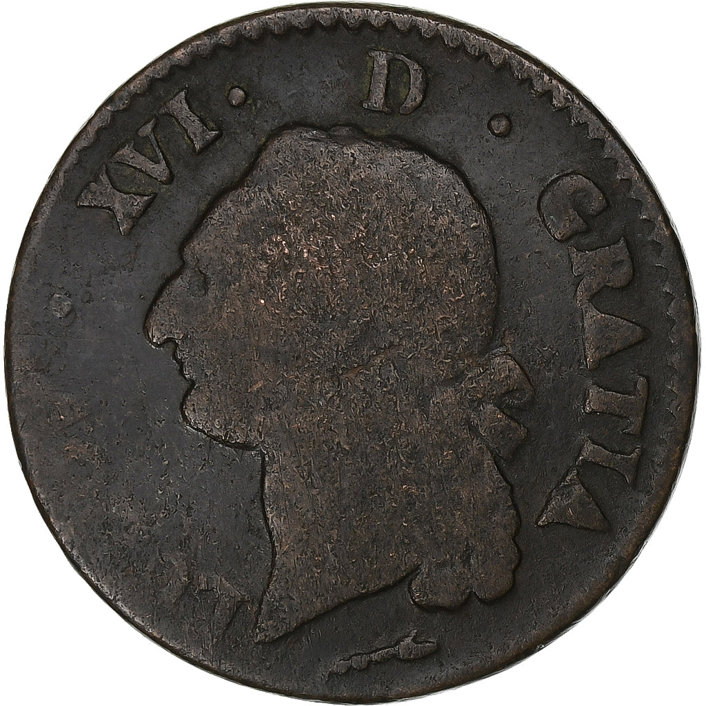 France, Louis XVI, Sol de Béarn, 1787, Pau, Cuivre, TB, Gadoury:350a