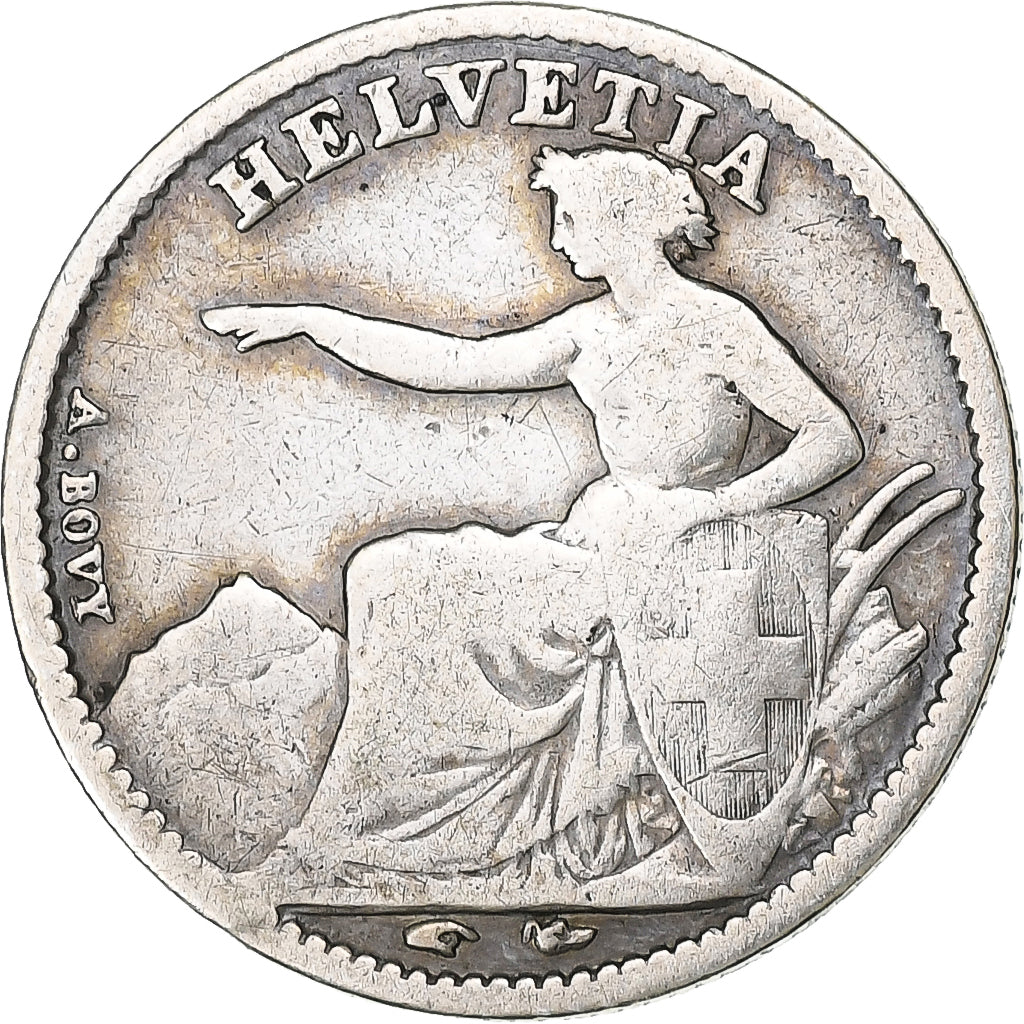 Suisse, 1/2 Franc, Helvetia seated, 1851, Paris, Argent, TB+, KM:8