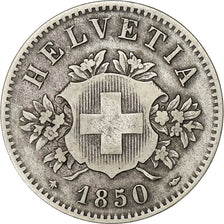 Switzerland, 20 Rappen, 1850, Strasbourg, Billon, VF(30-35), KM:7