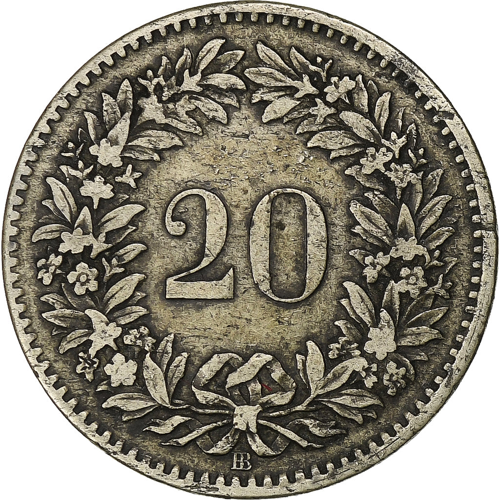 Switzerland, 20 Rappen, 1850, Strasbourg, Billon, VF(30-35), KM:7