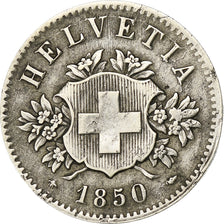 Switzerland, 20 Rappen, 1850, Strasbourg, Billon, AU(50-53), KM:7