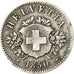 Switzerland, 20 Rappen, 1850, Strasbourg, Billon, AU(50-53), KM:7