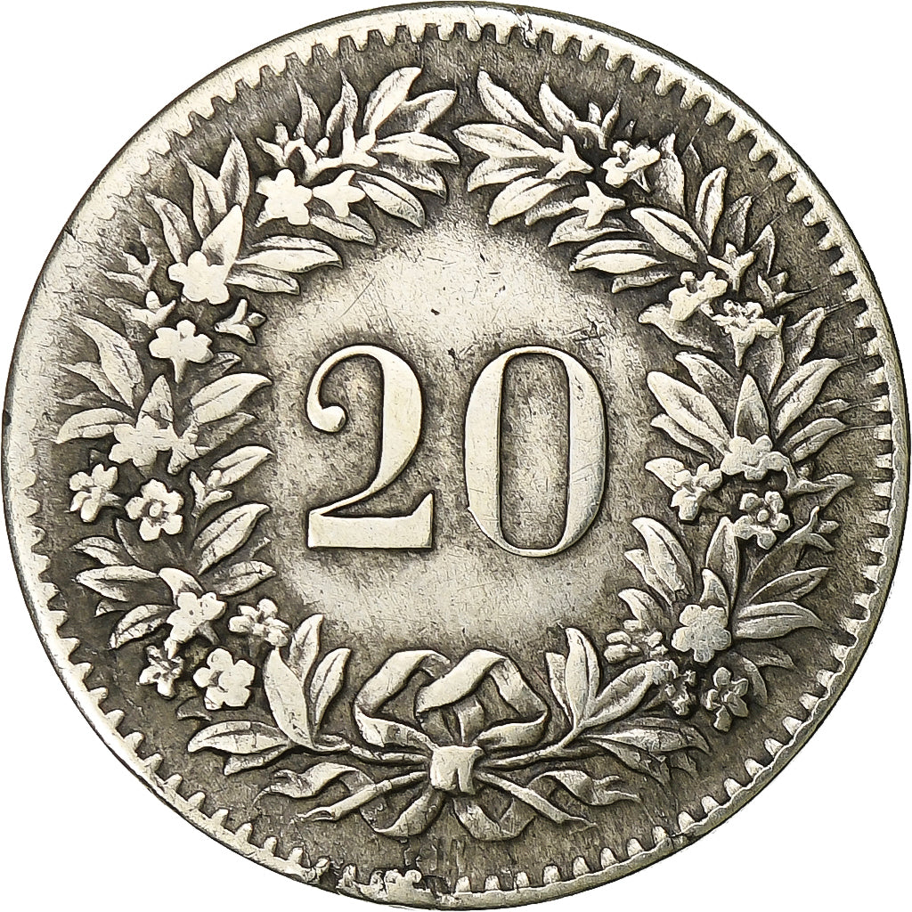 Switzerland, 20 Rappen, 1850, Strasbourg, Billon, AU(50-53), KM:7