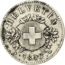Switzerland, 20 Rappen, 1850, Strasbourg, Billon, AU(55-58), KM:7
