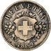 Switzerland, 20 Rappen, 1859, Bern, Billon, VF(30-35), KM:7
