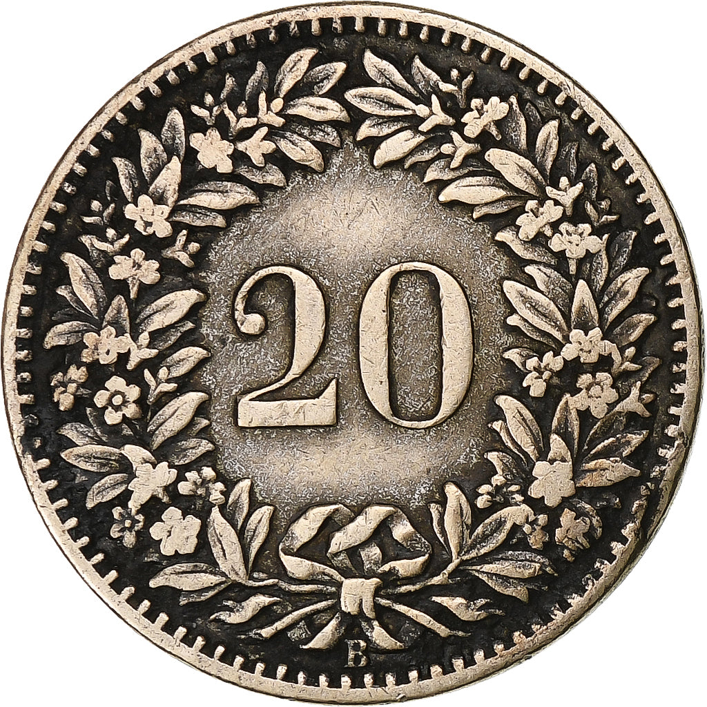 Switzerland, 20 Rappen, 1859, Bern, Billon, VF(30-35), KM:7