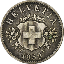 Schweiz, 20 Rappen, 1859, Bern, Billon, S+, KM:7