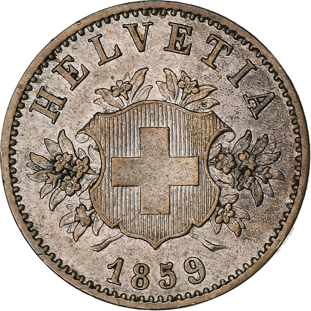 Switzerland, 20 Rappen, 1859, Bern, Billon, AU(50-53), KM:7