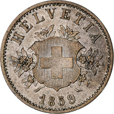Switzerland, 20 Rappen, 1859, Bern, Billon, AU(50-53), KM:7