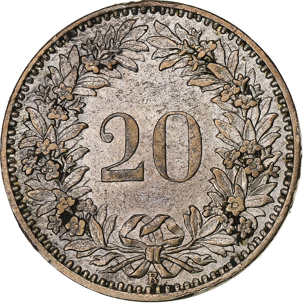 Switzerland, 20 Rappen, 1859, Bern, Billon, AU(50-53), KM:7