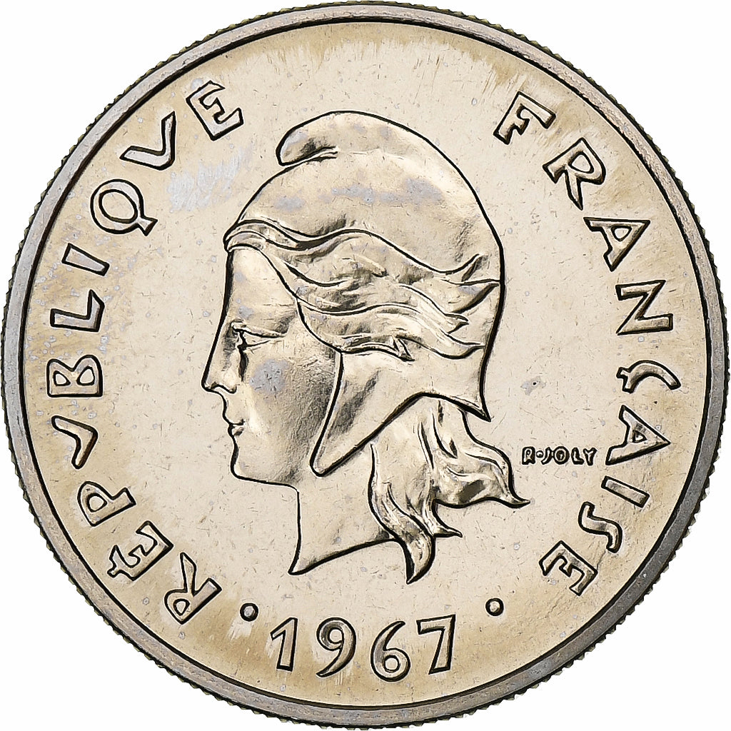 Frans Polynesië, 10 Francs, 1967, Paris, Nickel, UNC-, KM:5