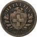 Szwajcaria, 2 Rappen, 1851, Paris, Brązowy, VF(30-35), KM:4