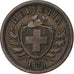 Switzerland, 2 Rappen, 1870, Bern, Bronze, AU(50-53), KM:4