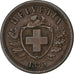Switzerland, 2 Rappen, 1870, Bern, Bronze, AU(50-53), KM:4